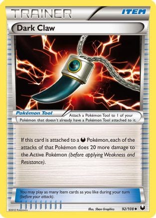 'Pokemon - 'Dark Claw 092/108  Dark Explorers - Uncommon
