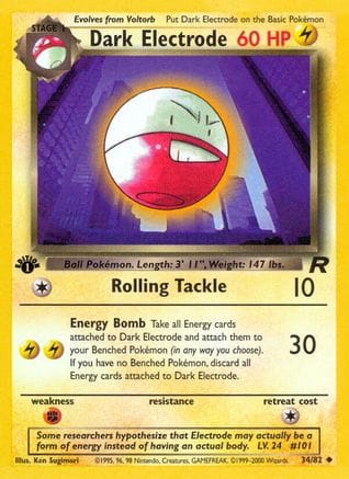 'Pokemon - 'Dark Electrode 034/82  - 1st Edition Team Rocket - Uncommon