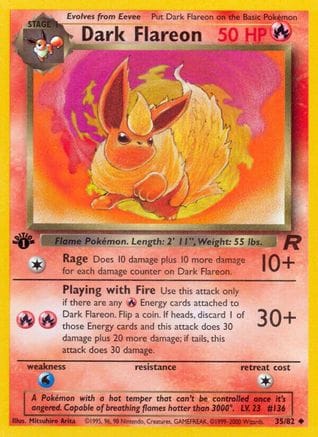 'Pokemon - 'Dark Flareon 035/82  - 1st Edition Team Rocket - Uncommon