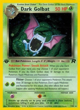 'Pokemon - 'Dark Golbat (7) 007/82  - Unlimited Holofoil Team Rocket - Holo Rare