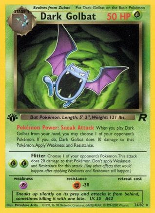 'Pokemon - 'Dark Golbat (24) 024/82  - 1st Edition Team Rocket - Rare