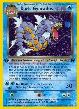 'Pokemon - 'Dark Gyarados (8) 008/82  - Unlimited Holofoil Team Rocket - Holo Rare