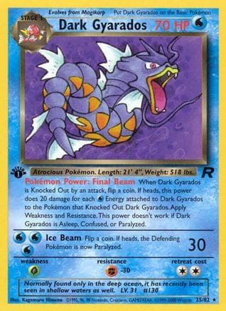 'Pokemon - 'Dark Gyarados (25) 025/82  - Unlimited Team Rocket - Rare