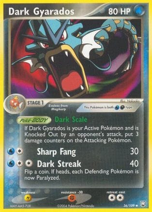 'Pokemon - 'Dark Gyarados 036/109  - Reverse Holofoil Team Rocket Returns - Uncommon