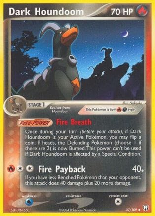 'Pokemon - 'Dark Houndoom 037/109  - Reverse Holofoil Team Rocket Returns - Uncommon
