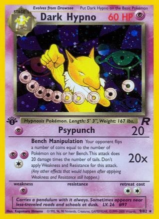 'Pokemon - 'Dark Hypno (9) 009/82  - 1st Edition Holofoil Team Rocket - Holo Rare