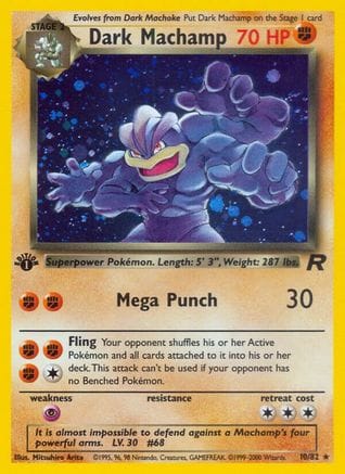 'Pokemon - 'Dark Machamp (10) 010/82  - Unlimited Holofoil Team Rocket - Holo Rare