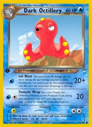 'Pokemon - 'Dark Octillery 062/105  - 1st Edition Neo Destiny - Common