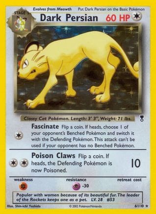 'Pokemon - 'Dark Persian 006  - Holofoil Legendary Collection - Holo Rare