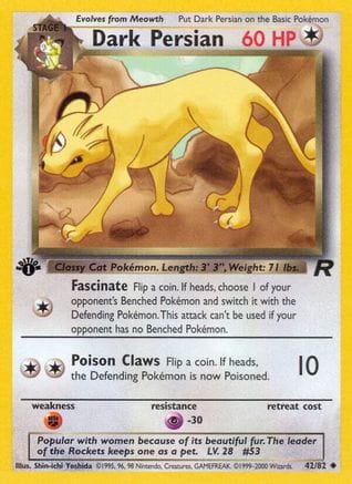 'Pokemon - 'Dark Persian 042/82  - 1st Edition Team Rocket - Uncommon