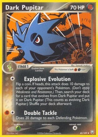 'Pokemon - 'Dark Pupitar 040/109  Team Rocket Returns - Uncommon