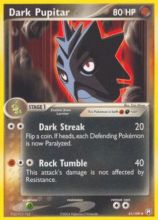 'Pokemon - 'Dark Pupitar 041/109  Team Rocket Returns - Uncommon