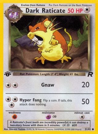 'Pokemon - 'Dark Raticate 051/82  - Unlimited Team Rocket - Common