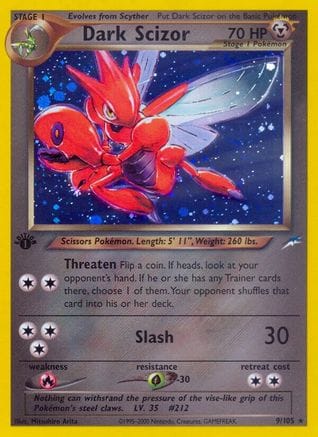 'Pokemon - 'Dark Scizor 009  - 1st Edition Holofoil Neo Destiny - Holo Rare