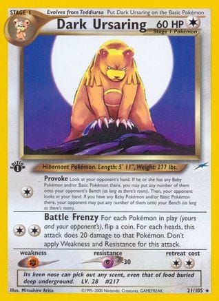 'Pokemon - 'Dark Ursaring 021/105  - 1st Edition Neo Destiny - Rare
