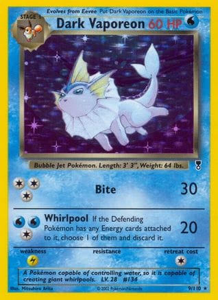 'Pokemon - 'Dark Vaporeon 009  - Holofoil Legendary Collection - Holo Rare
