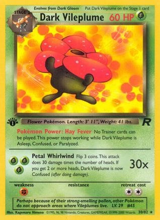 'Pokemon - 'Dark Vileplume (30) 030/82  - Unlimited Team Rocket - Rare