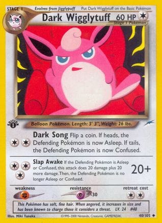 'Pokemon - 'Dark Wigglytuff 040/105  - 1st Edition Neo Destiny - Uncommon