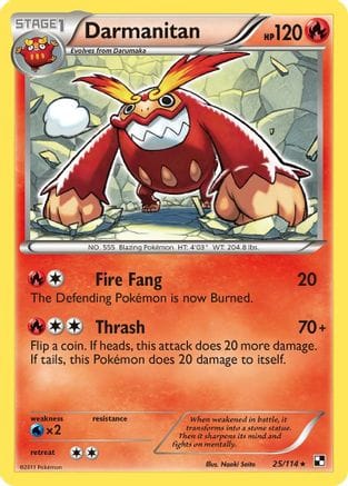 'Pokemon - 'Darmanitan 025/114  - Reverse Holofoil Black and White - Rare