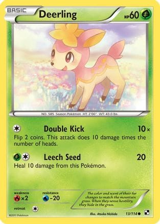 'Pokemon - 'Deerling 013/114  - Reverse Holofoil Black and White - Common