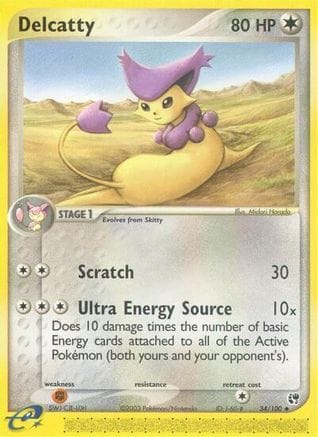 'Pokemon - 'Delcatty 034  - Reverse Holofoil Sandstorm - Uncommon