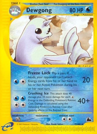 'Pokemon - 'Dewgong (7) 007  - Reverse Holofoil Skyridge - Rare