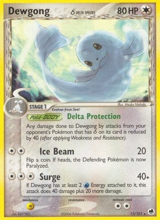'Pokemon - 'Dewgong (Delta Species) 015  Dragon Frontiers - Rare