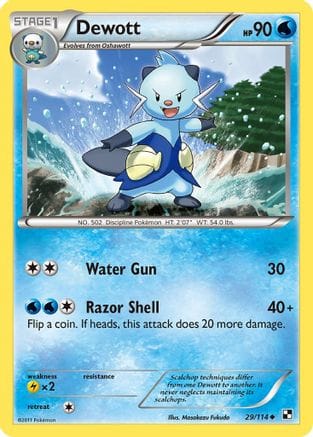 'Pokemon - 'Dewott (29) 029/114  - Reverse Holofoil Black and White - Uncommon