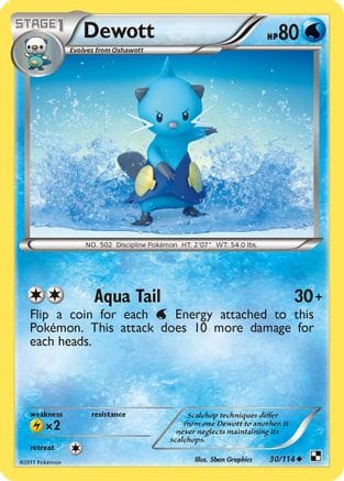 'Pokemon - 'Dewott (30) 030  - Reverse Holofoil Black and White - Uncommon