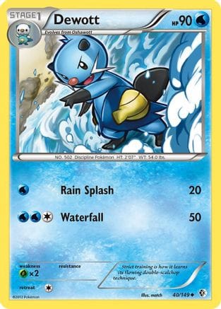 'Pokemon - 'Dewott 040  - Reverse Holofoil Boundaries Crossed - Uncommon