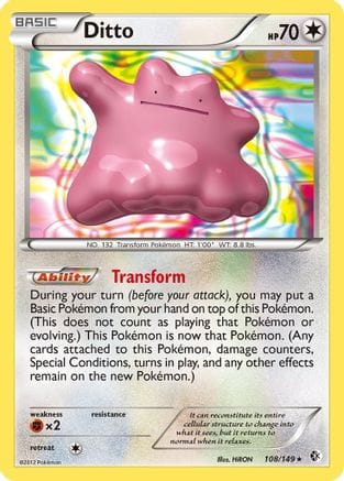 'Pokemon - 'Ditto 108  - Reverse Holofoil Boundaries Crossed - Holo Rare