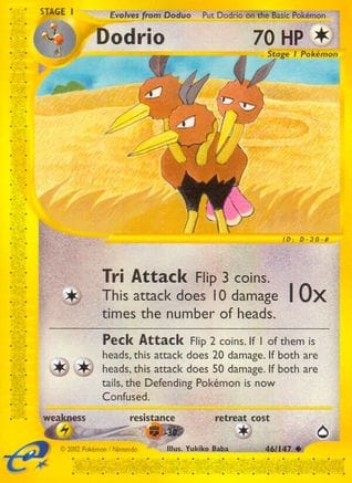 'Pokemon - 'Dodrio 046  - Reverse Holofoil Aquapolis - Uncommon