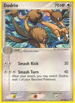 'Pokemon - 'Dodrio 026  - Reverse Holofoil Emerald - Uncommon