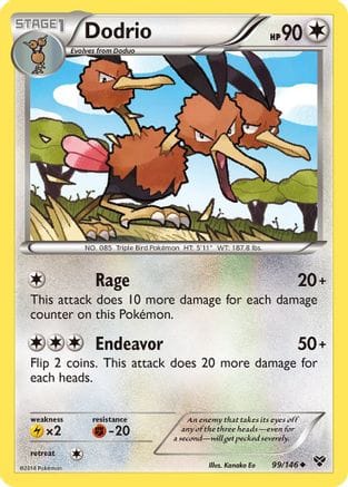 'Pokemon - 'Dodrio 099  - Reverse Holofoil XY Base Set - Uncommon