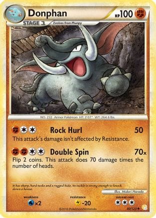 'Pokemon - 'Donphan 040  - Reverse Holofoil HeartGold SoulSilver - Uncommon