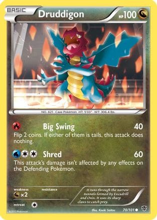 'Pokemon - 'Druddigon 070  - Reverse Holofoil Plasma Blast - Common