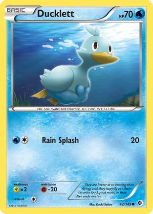 'Pokemon - 'Ducklett 042  - Reverse Holofoil Boundaries Crossed - Common