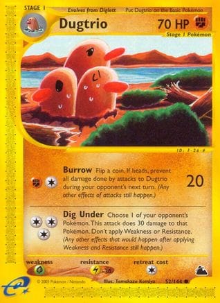 'Pokemon - 'Dugtrio 052  - Reverse Holofoil Skyridge - Common