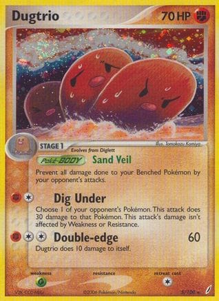 'Pokemon - 'Dugtrio 005/100  - Reverse Holofoil Crystal Guardians - Holo Rare