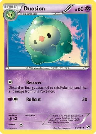 'Pokemon - 'Duosion 056/114  - Reverse Holofoil Black and White - Uncommon