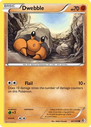 'Pokemon - 'Dwebble 084  - Reverse Holofoil Boundaries Crossed - Common