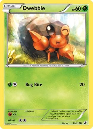 'Pokemon - 'Dwebble 013  - Reverse Holofoil Legendary Treasures - Common