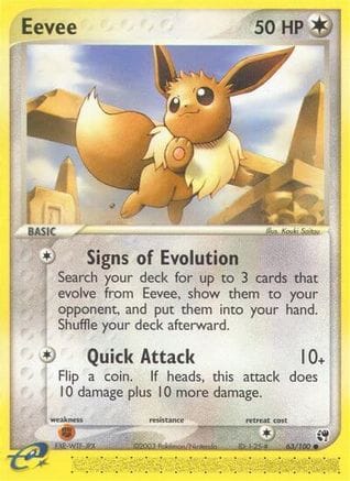 'Pokemon - 'Eevee 063/100  - Reverse Holofoil Sandstorm - Common