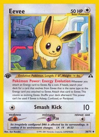 'Pokemon - 'Eevee 038/75  - 1st Edition Neo Discovery - Uncommon