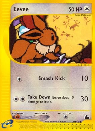 'Pokemon - 'Eevee 054/144  - Reverse Holofoil Skyridge - Common