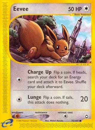 'Pokemon - 'Eevee 075  - Reverse Holofoil Aquapolis - Common