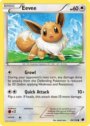 'Pokemon - 'Eevee (89) 089/116  - Reverse Holofoil Plasma Freeze - Common
