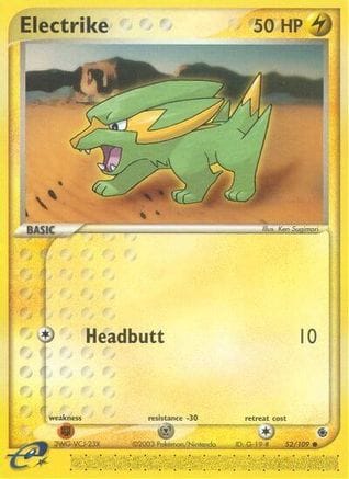 'Pokemon - 'Electrike 052/109  - Reverse Holofoil Ruby and Sapphire - Common