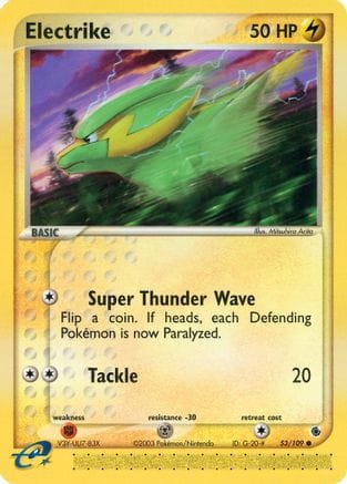 'Pokemon - 'Electrike 053/109  - Reverse Holofoil Ruby and Sapphire - Common