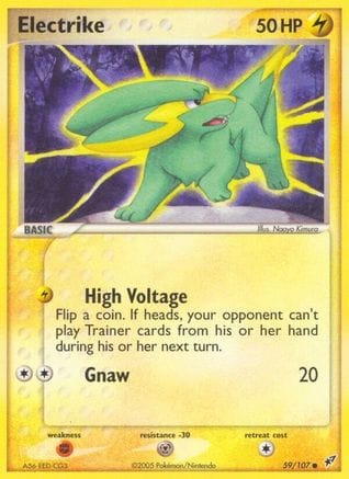 'Pokemon - 'Electrike 059/107  - Reverse Holofoil Deoxys - Common